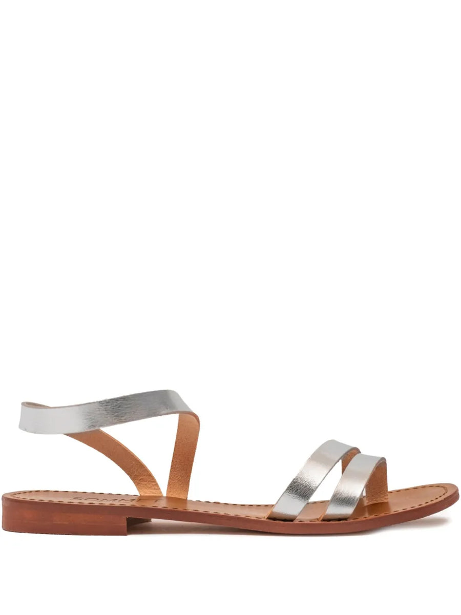 metallic flat sandals