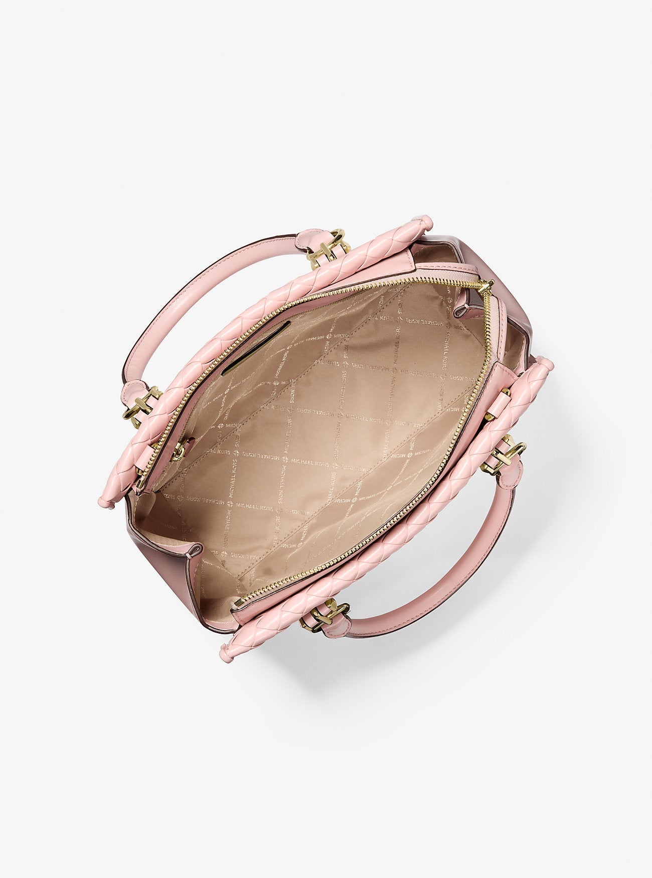 Michael Kors Marilyn Medium Woven Satchel Powder Blush