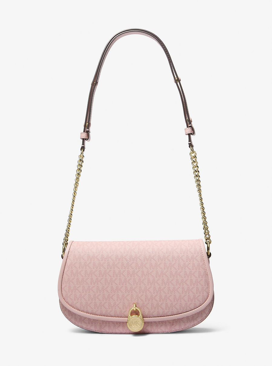 Michael Kors Mila Medium Signature Logo Messenger Bag Powder Blush