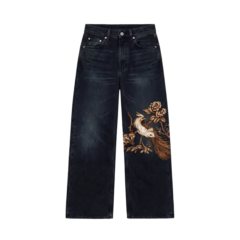 Off Supply Gilded Crane Embroidered Denim — Limited Edition