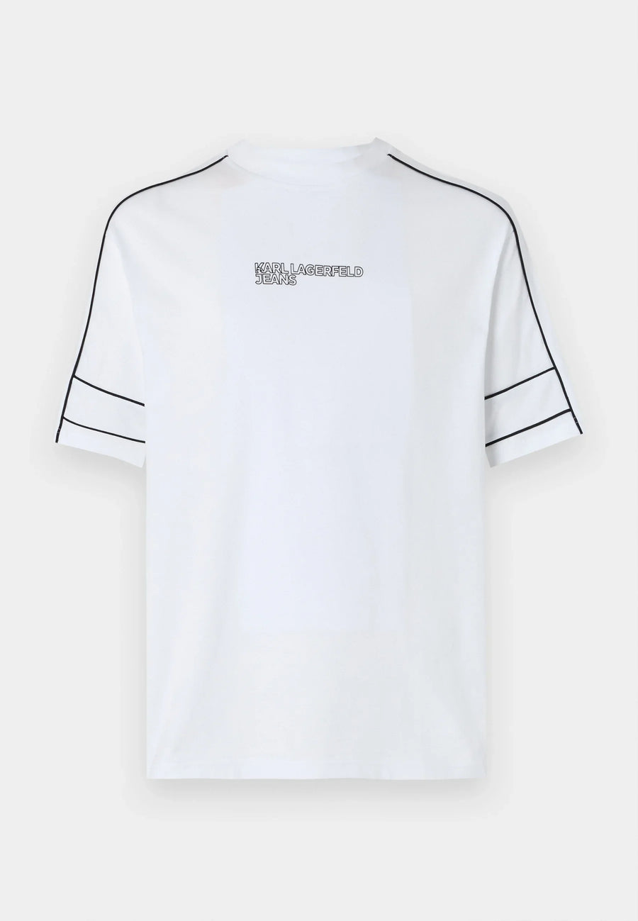 Karl Lagerfeld Jeans RELAXED PIPING TEE - Print T-shirt - white