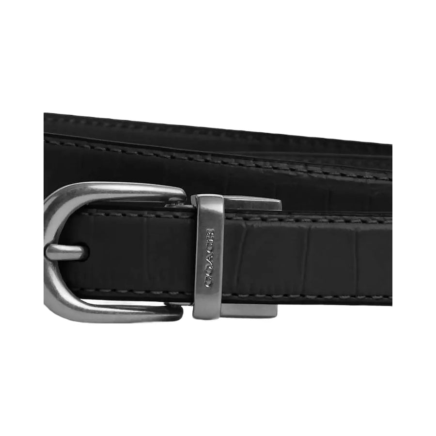 Coach Classic Buckle Cut To Size Reversible Belt, 18 Mm Embossed Crocodile-Silver-Black
