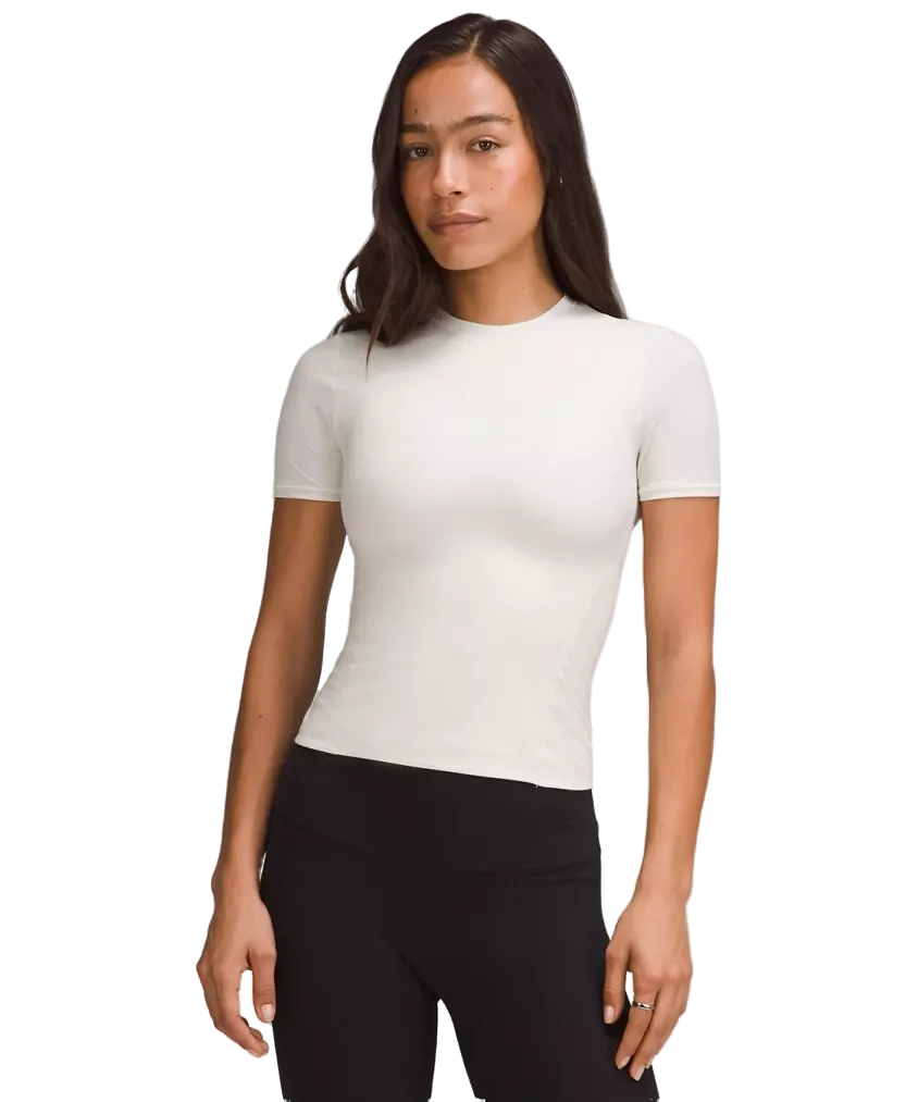 Lululemon Wundermost Ultra-Soft Nulu Hip-Length Crewneck Shirt Bone